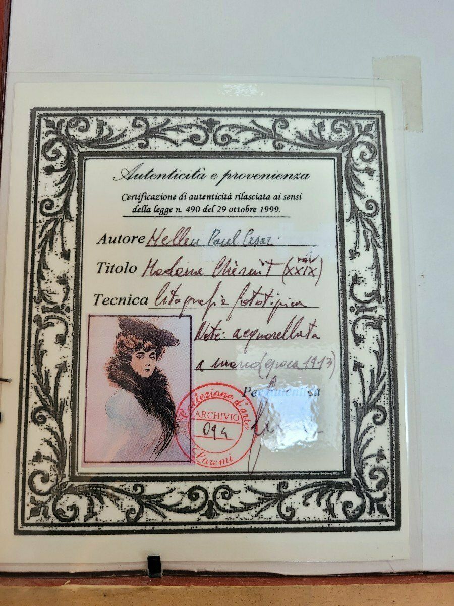 Helleu, Watercolor Lithograph, Portrait Of Mme Chéruit, Early 20th Century photo vintage