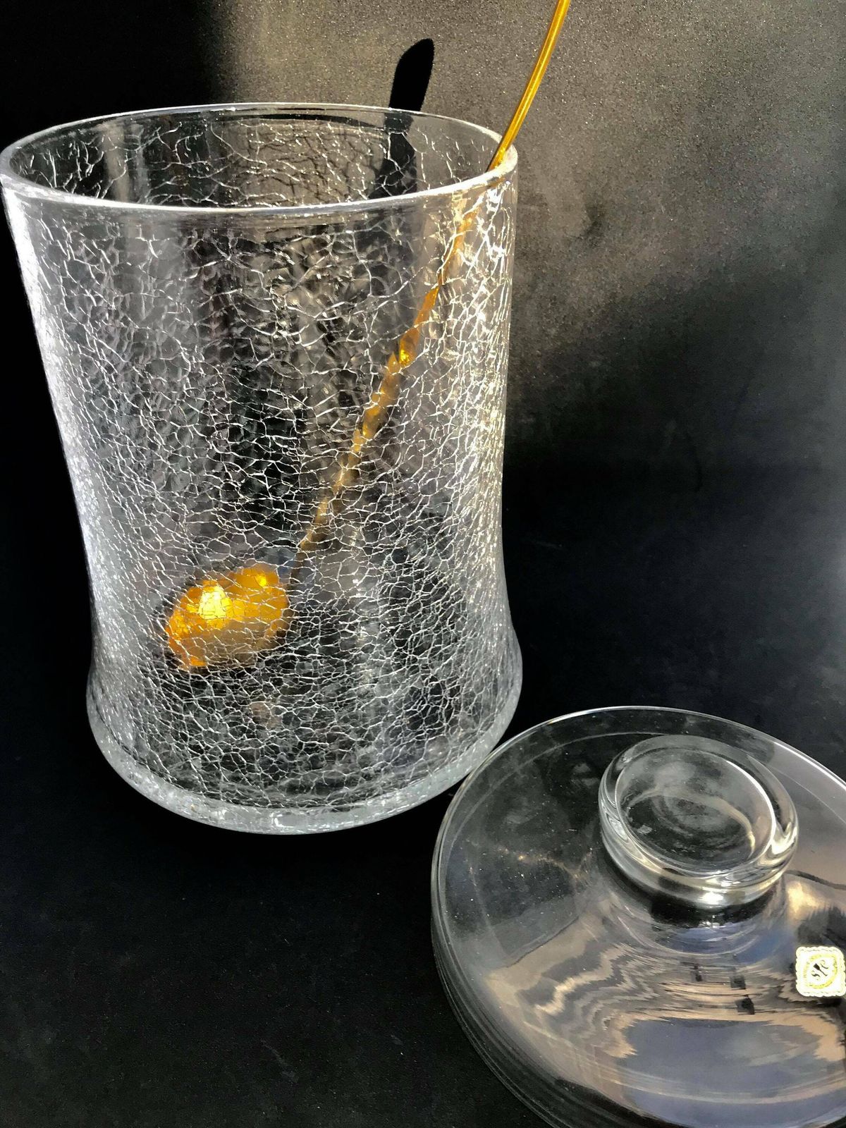 Vintage Punch Bowl Glass Crackled Lidded Crystal Austrian Zalzburger Kristallglass With Ladle Sangria Jar Large Cocktail Jug Clerico Bowl photo for sale