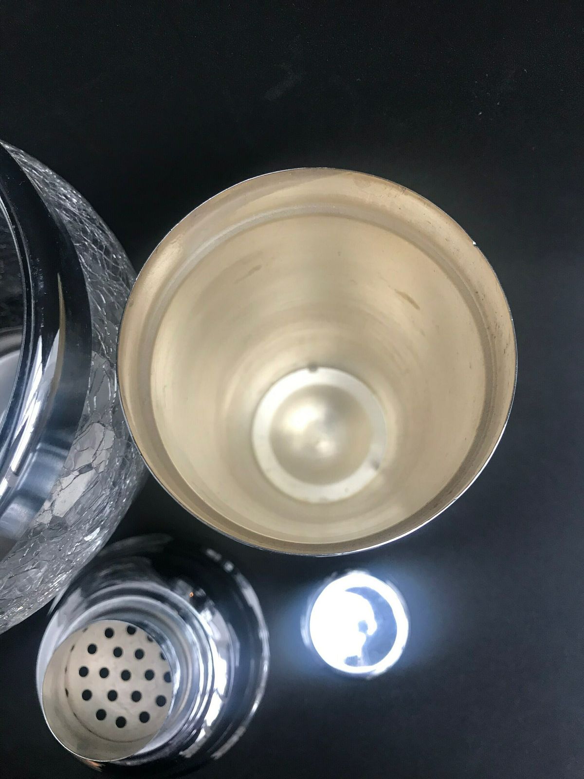 Bar Set Cocktail Shaker And Crackled Glass Ice Bucket Stainless Steel Mid Century Bar Cart 60s Mixology Bartender Barista Home Gift photo buy