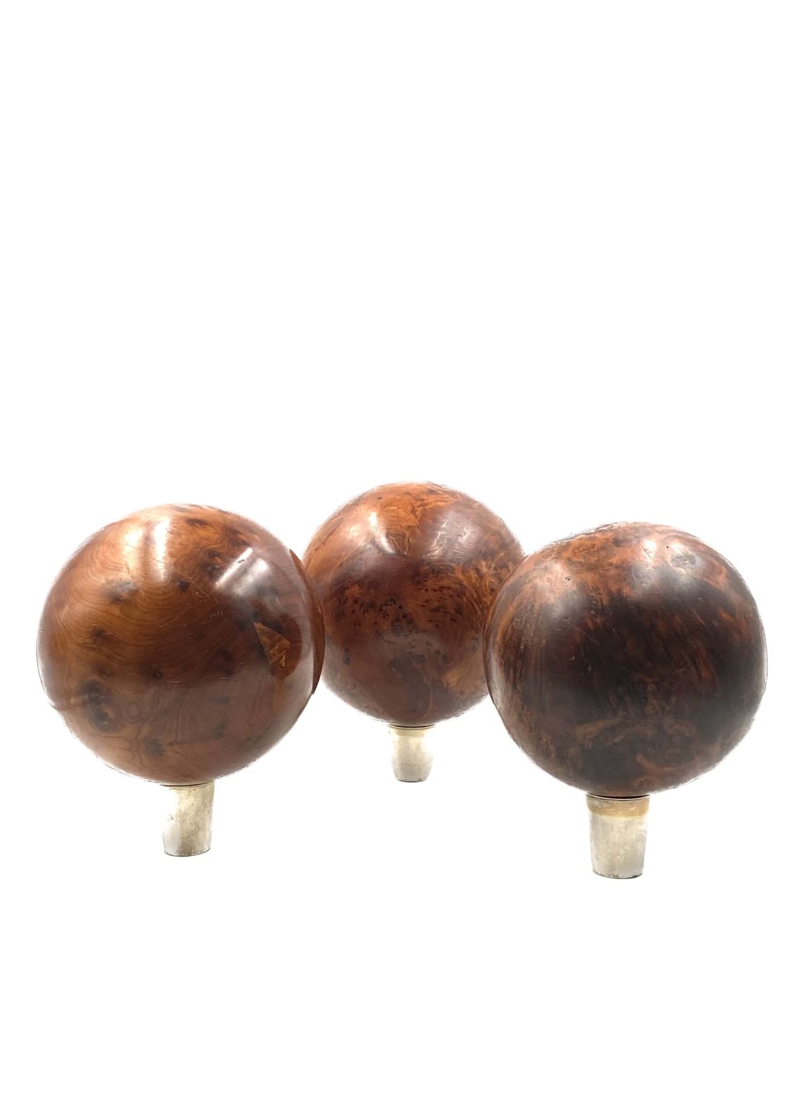 Set Of 3 Wooden Spherical Sculptures, France 1960s photo vinterior