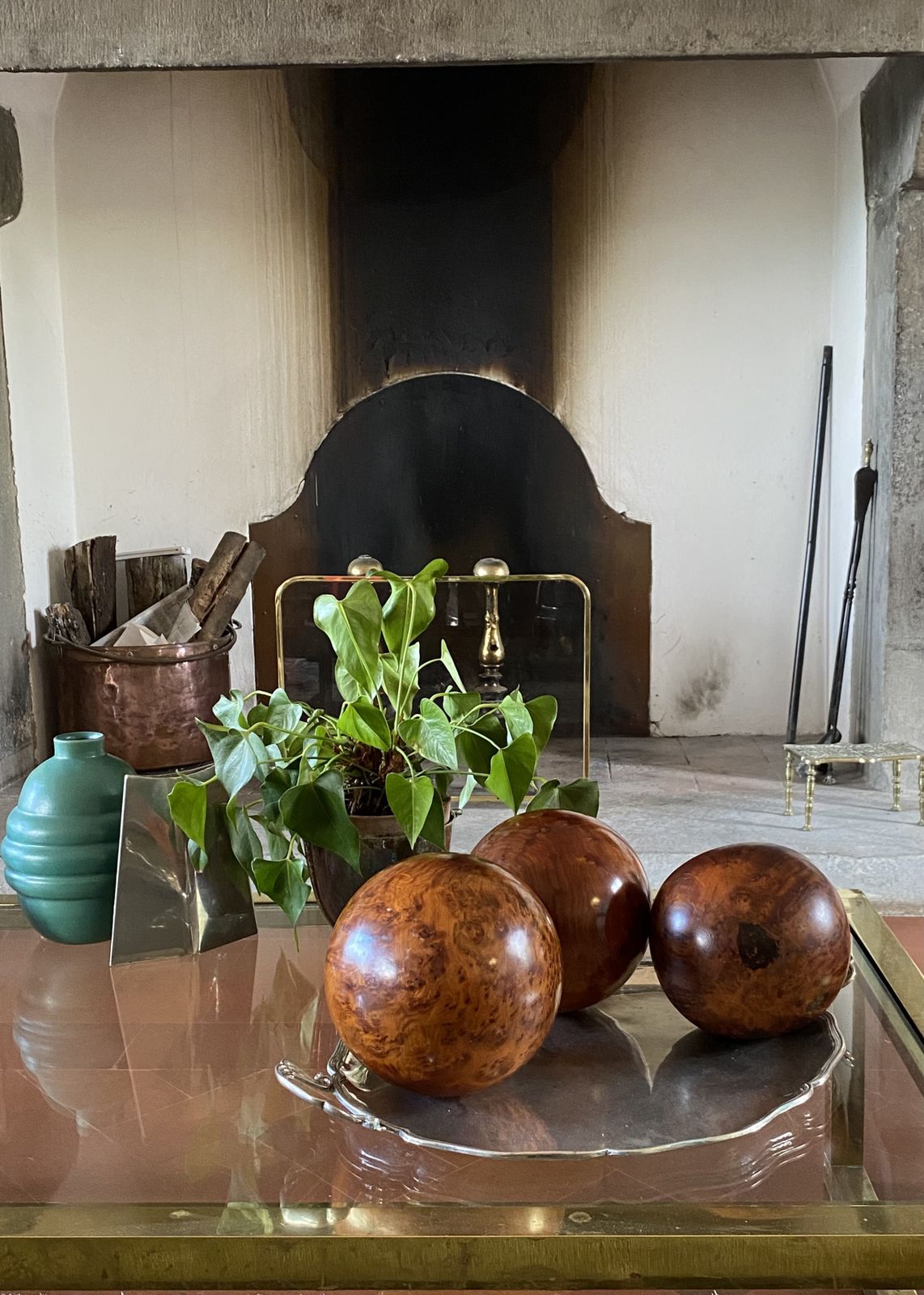 photo vinterior Set Of 3 Wooden Spherical Sculptures, France 1960s
