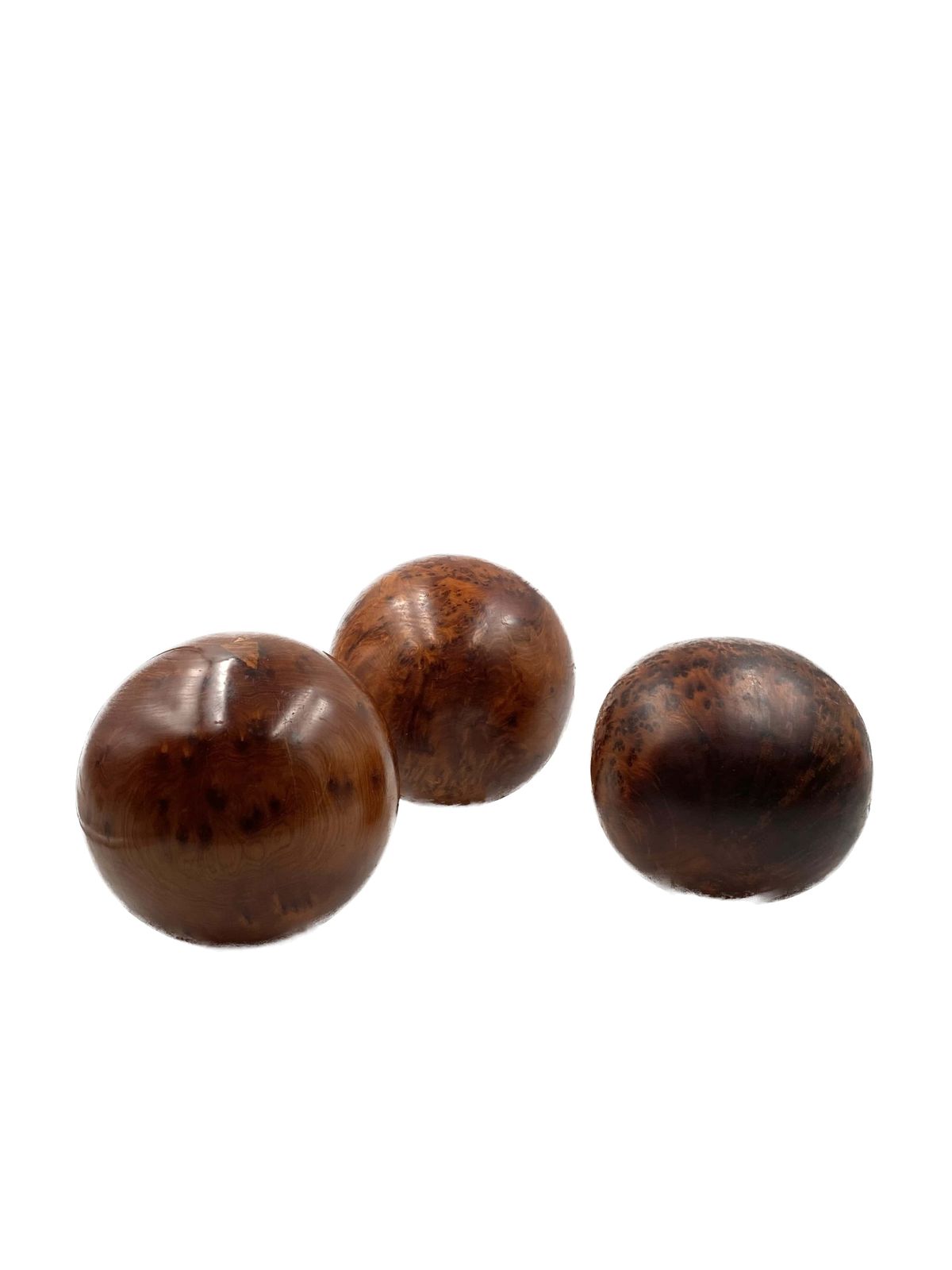 photo vintage Set Of 3 Wooden Spherical Sculptures, France 1960s