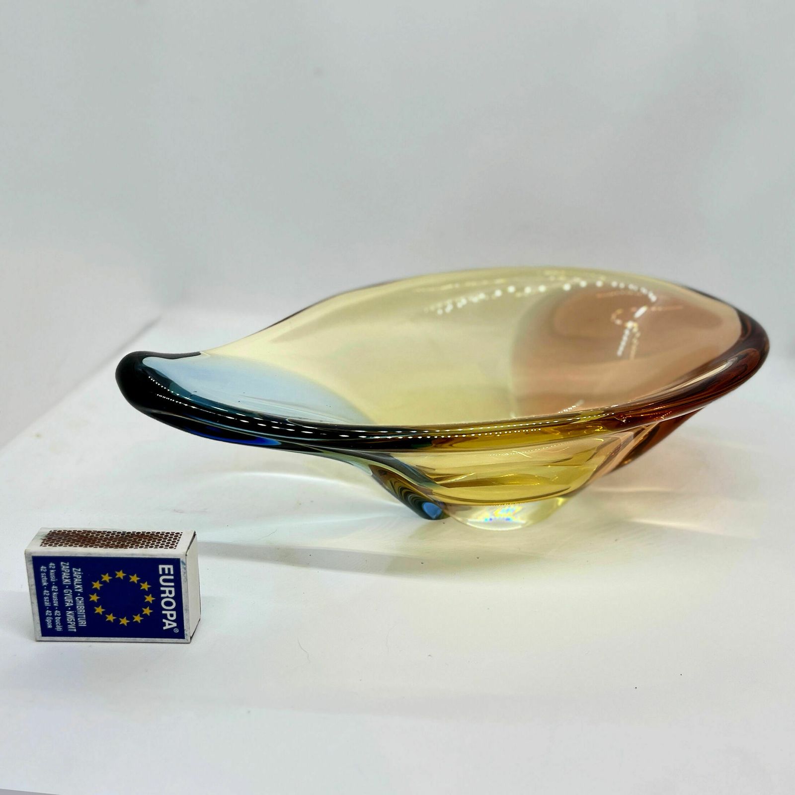 Organic Modern Glass Platter Designed By H Machovska Mstišov Moser Karlovarske Sklo Cechoslovakia photo Home Decor