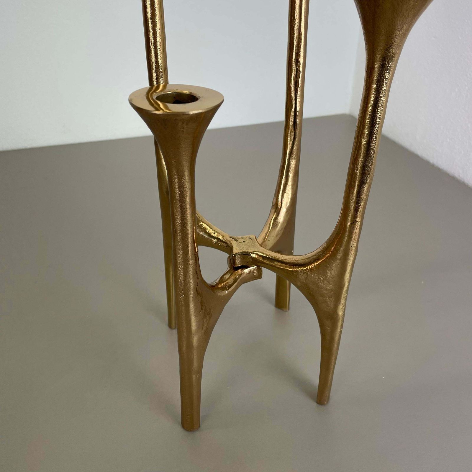 Home Decor Heavy 7kg Modernist Sculptural 44cm Brutalist Bronze Candleholder, France 1970s photo