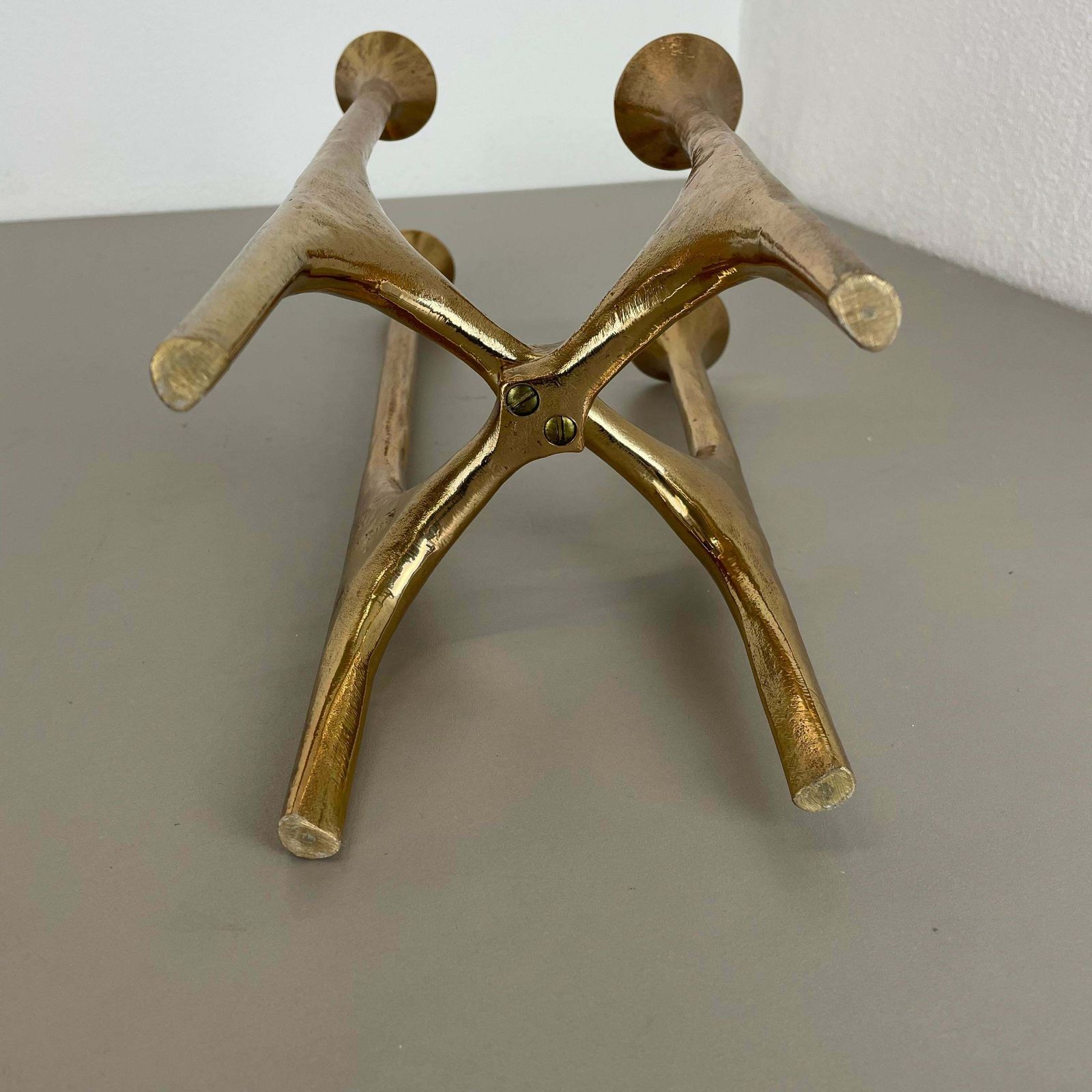 photo vintage Heavy 7kg Modernist Sculptural 44cm Brutalist Bronze Candleholder, France 1970s