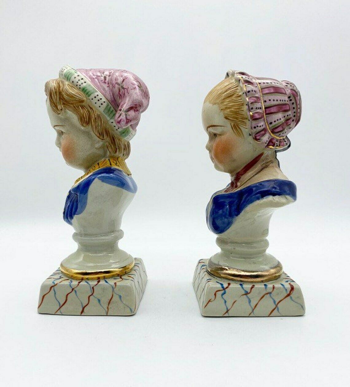 Antique Staffordshire Pair Of Children Busts Boy And Girl Figures photo Home Decor