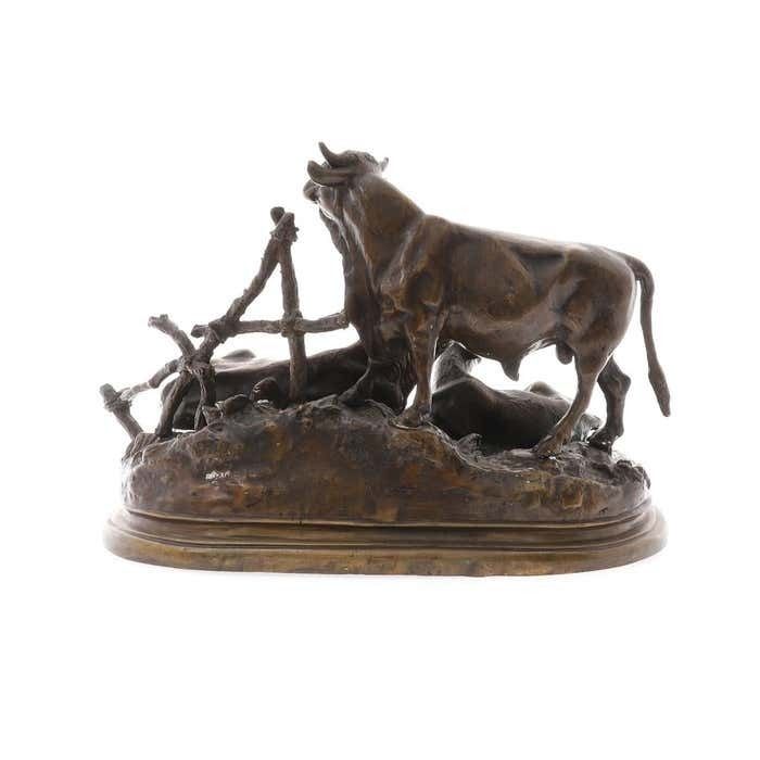 After Jules Moigniez (1835 1894), Bronze Figure Of A Bull, Cow & Calf Home Décor photo Home Decor