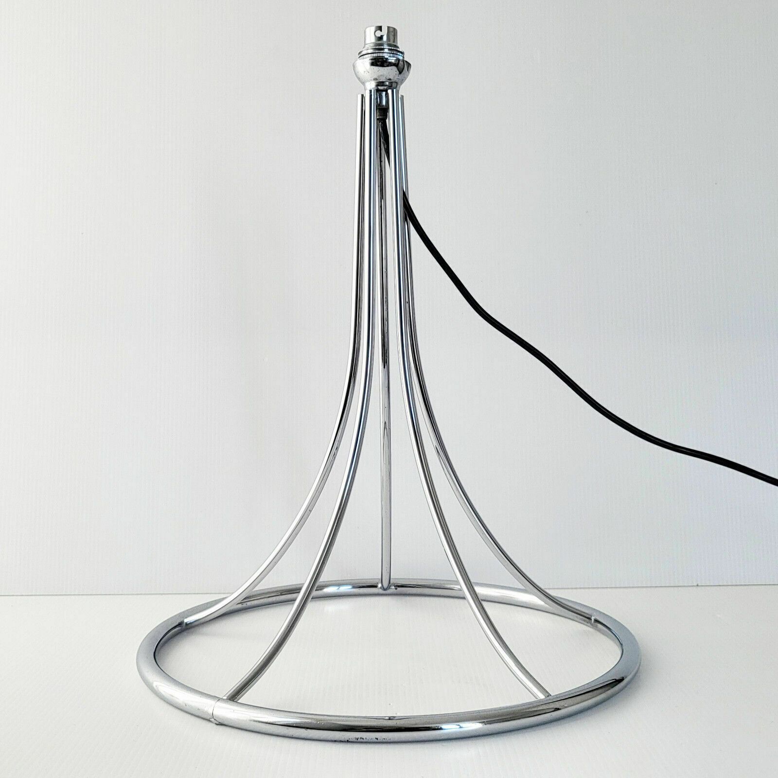 Vintage Lamp Base Old 1970 In Chrome Steel 70s 1970s Space Age Years 70