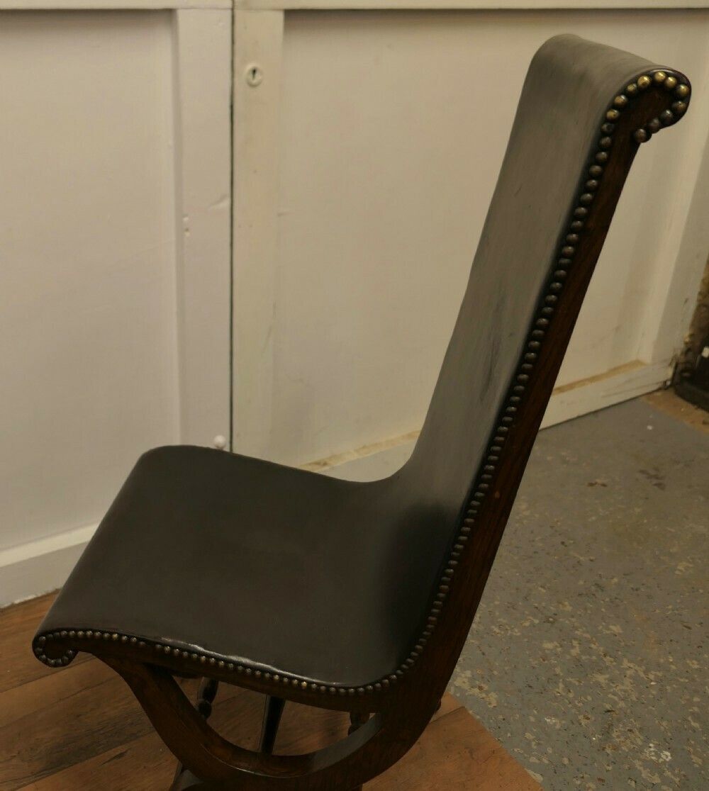 3 Matching Mid Century Leather And Oak Fireside Sling Chairs By Pierre Lottier photo vintage