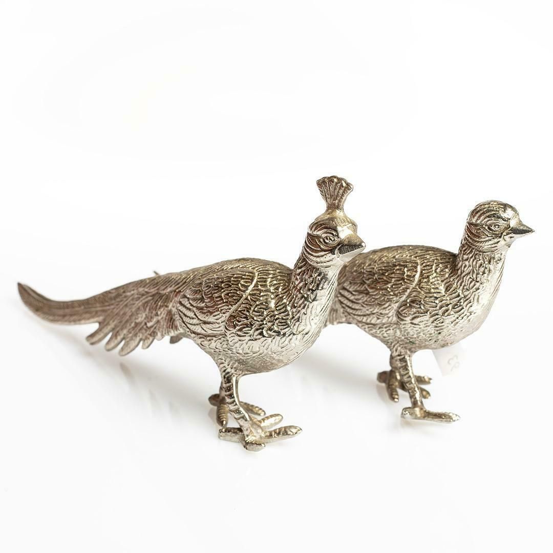Antique Pair Of Silver Peacock Stand, Decoration Object For Home Décor photo 380.0