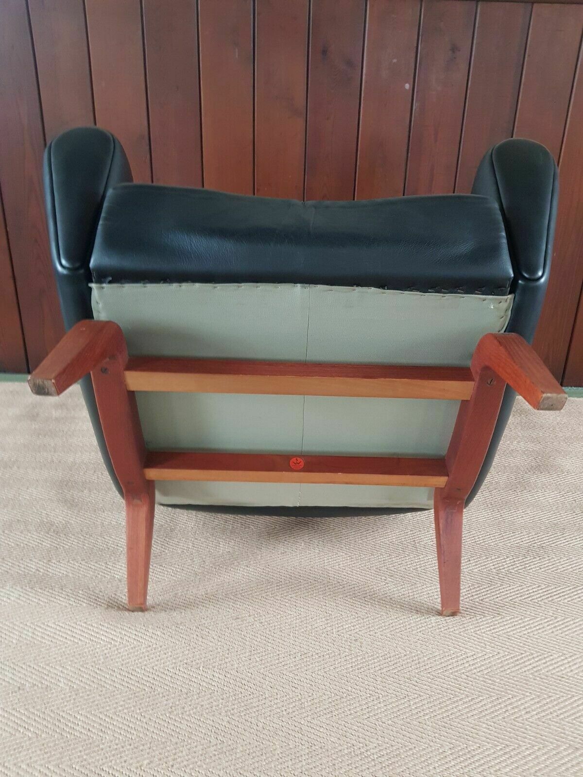 photo buy Rare 1950 Illum Wikkelso Leather Wingback Chair ''Model 110'' Teak Mid Century