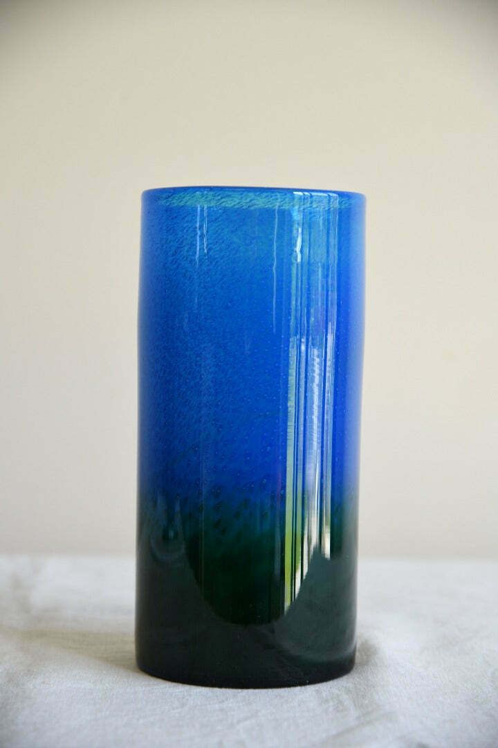 John Orwar Lake Ekenas Sweden Blue & Green Cylinder Glass Vase photo Home Decor