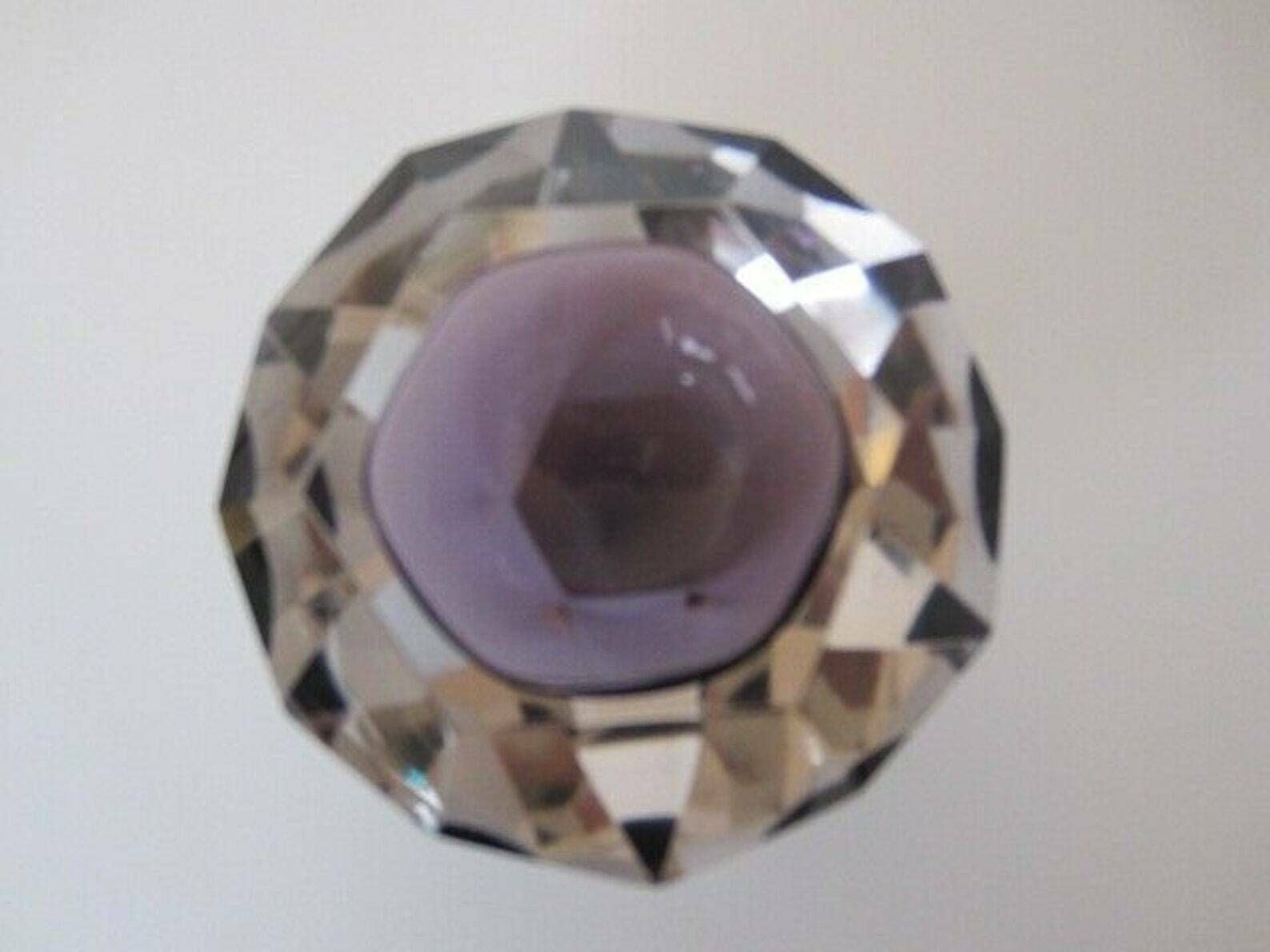 Flavio Poli Hand Made Purple Sommerso Diamond Faceted Murano Glass Bowl photo vintage