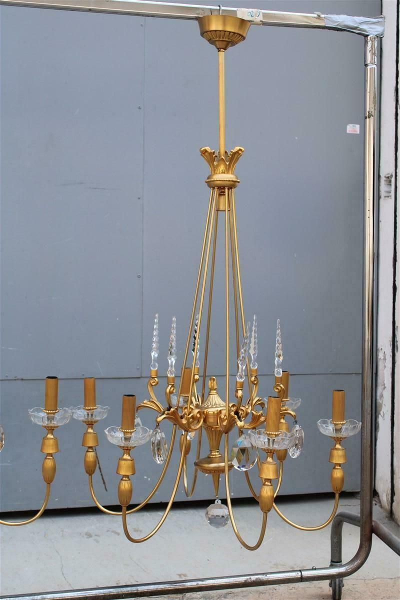 Pair Of Mid Century French Chandeliers In Crystal Maison Jansen 24kt Gold photo furniture