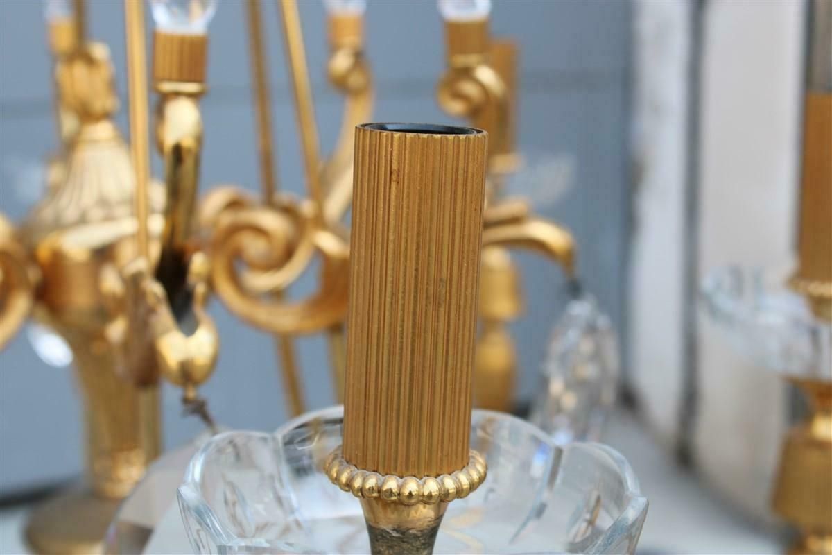 Pair Of Mid Century French Chandeliers In Crystal Maison Jansen 24kt Gold photo 7155.0