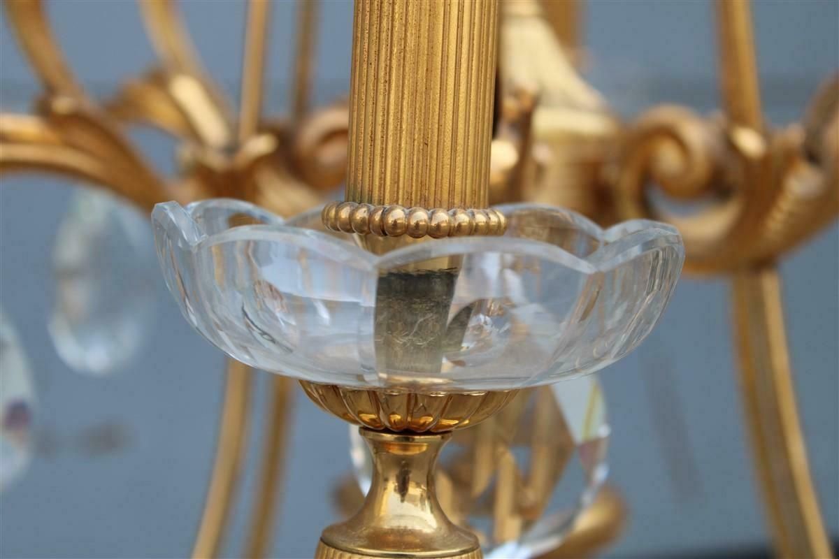 7155.0 Pair Of Mid Century French Chandeliers In Crystal Maison Jansen 24kt Gold photo