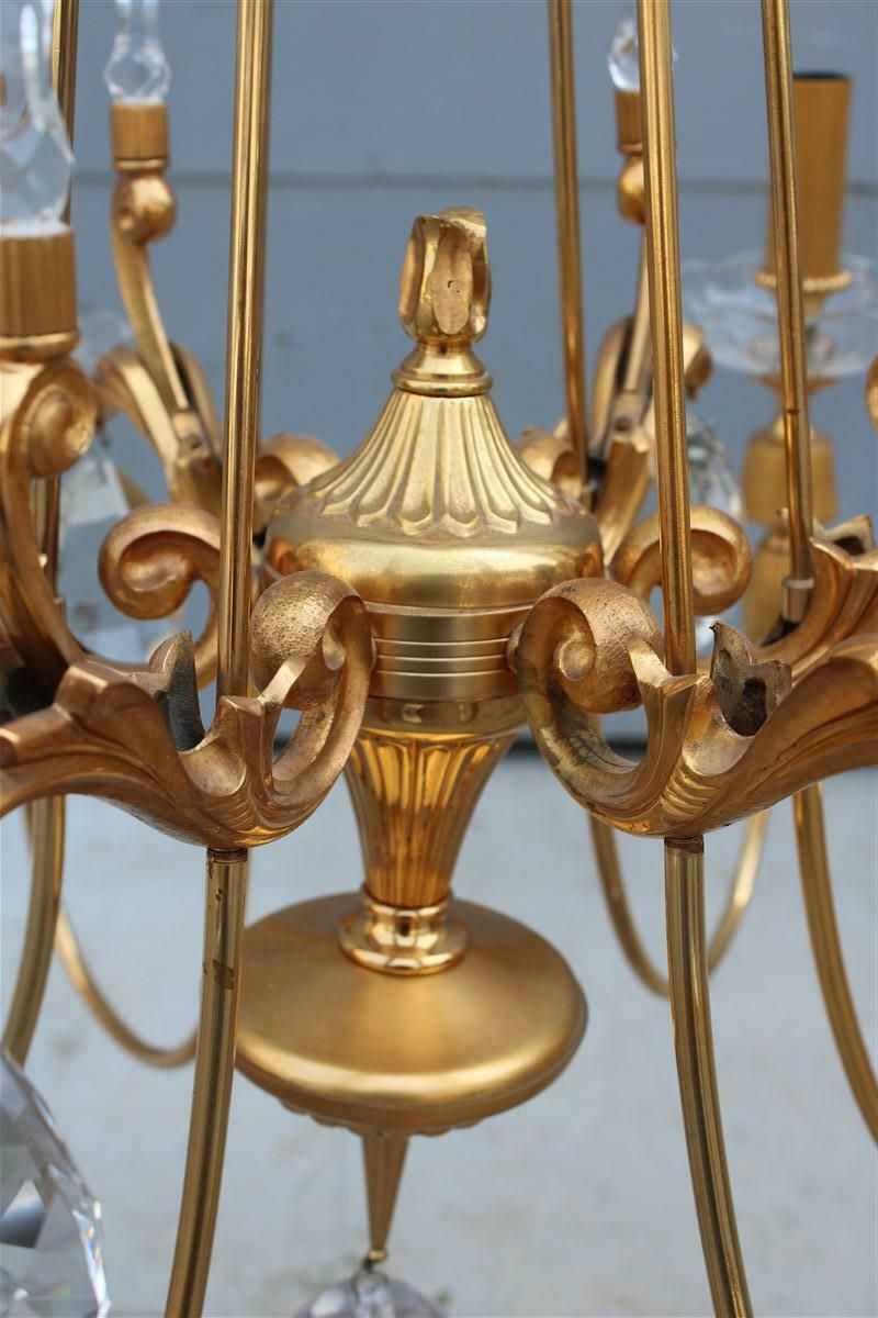 photo vinterior Pair Of Mid Century French Chandeliers In Crystal Maison Jansen 24kt Gold