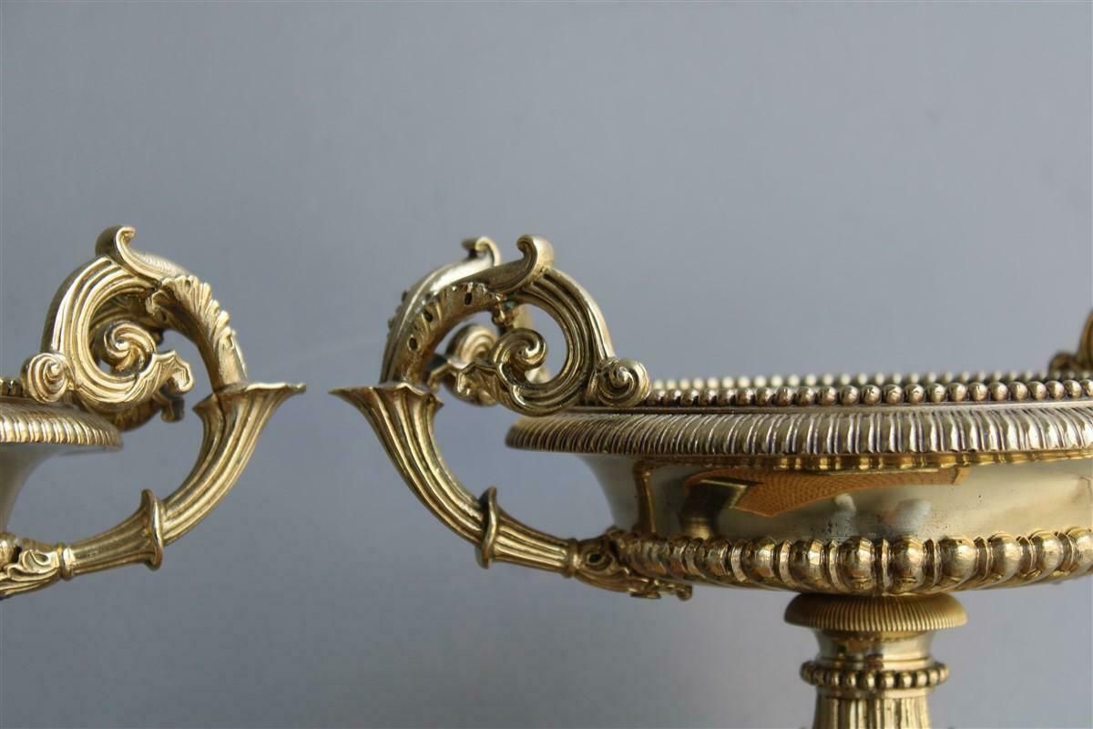 Pair Of Vases In Black Marble And Parts In Polished Brass Napoleon III France photo for sale