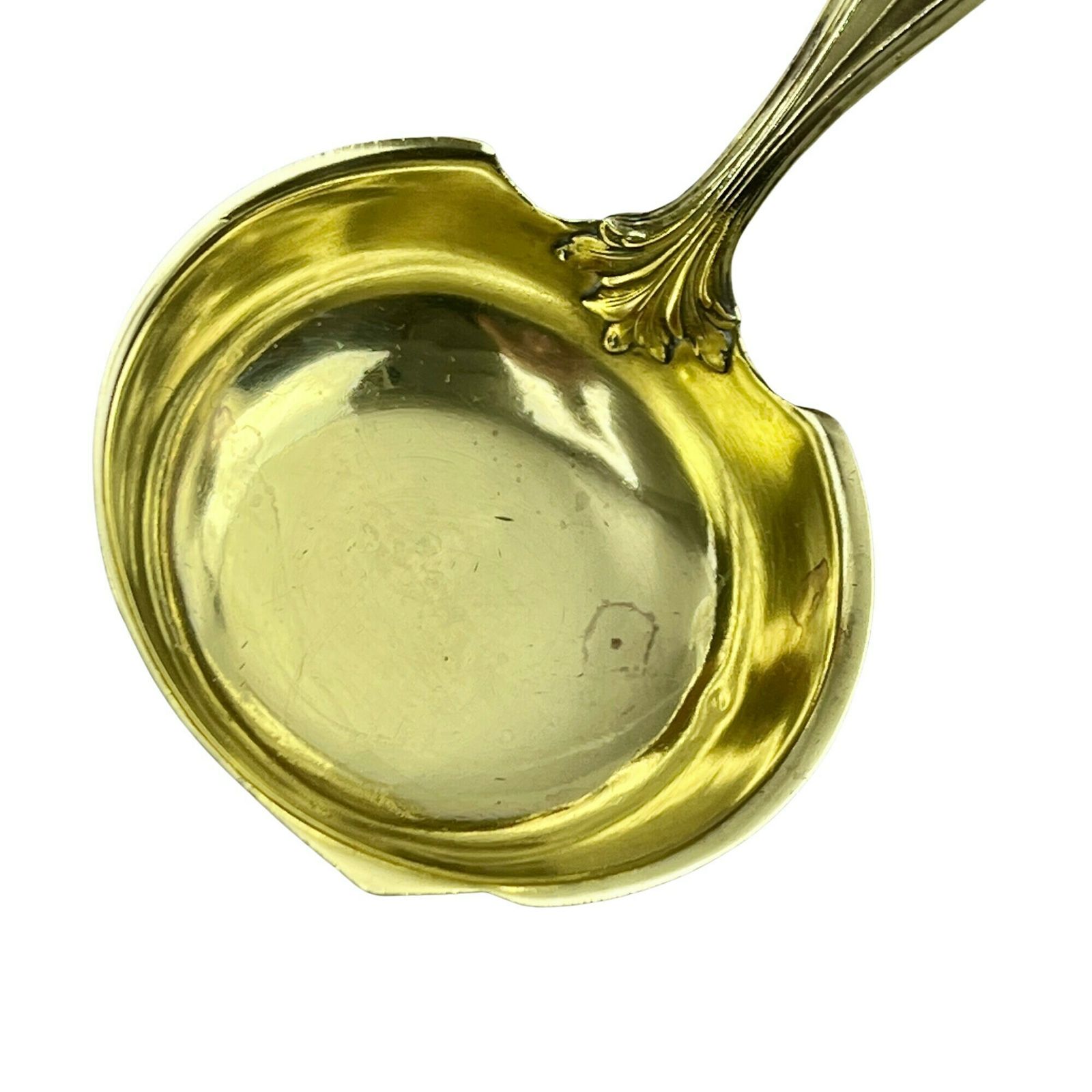 Antique French Silver Handle Sauce Ladle With Vermeil Engraved Bowl   Flatware   Kitchenalia   Dining Room   Silverware photo vinterior