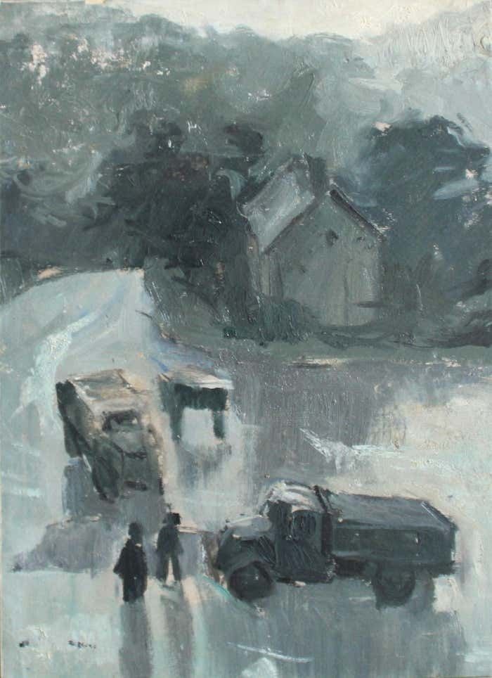 Anatoly Lebedev In The Evening, 1950's, Oil On Cardboard,