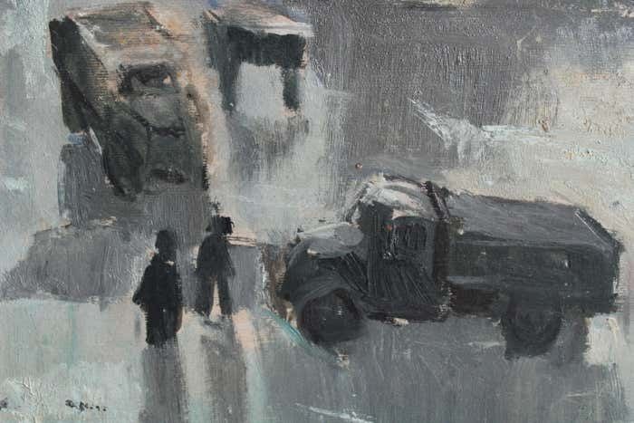 Anatoly Lebedev In The Evening, 1950's, Oil On Cardboard, photo for sale