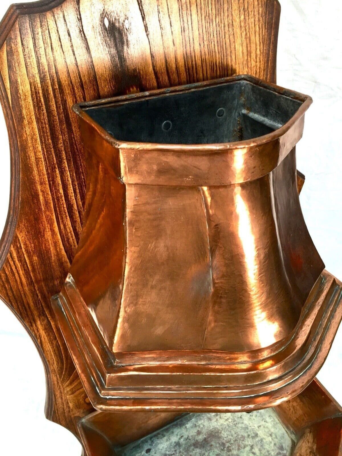 Antique French Copper Wall Fountain / Water Feature On Oak Display Board C1900 photo buy