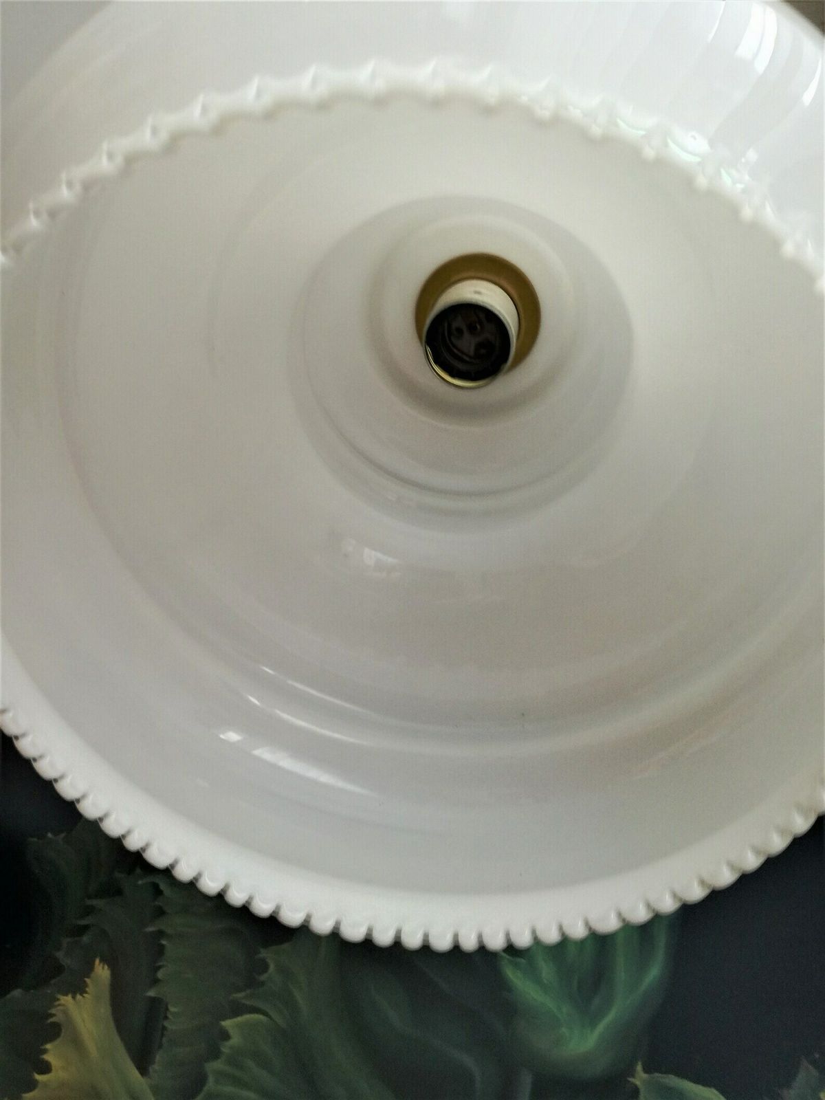 Mid Century Pendant Light / White Glass / Vintage 60s 70s Light / Made In Yugoslavia / Ceiling Light photo for sale
