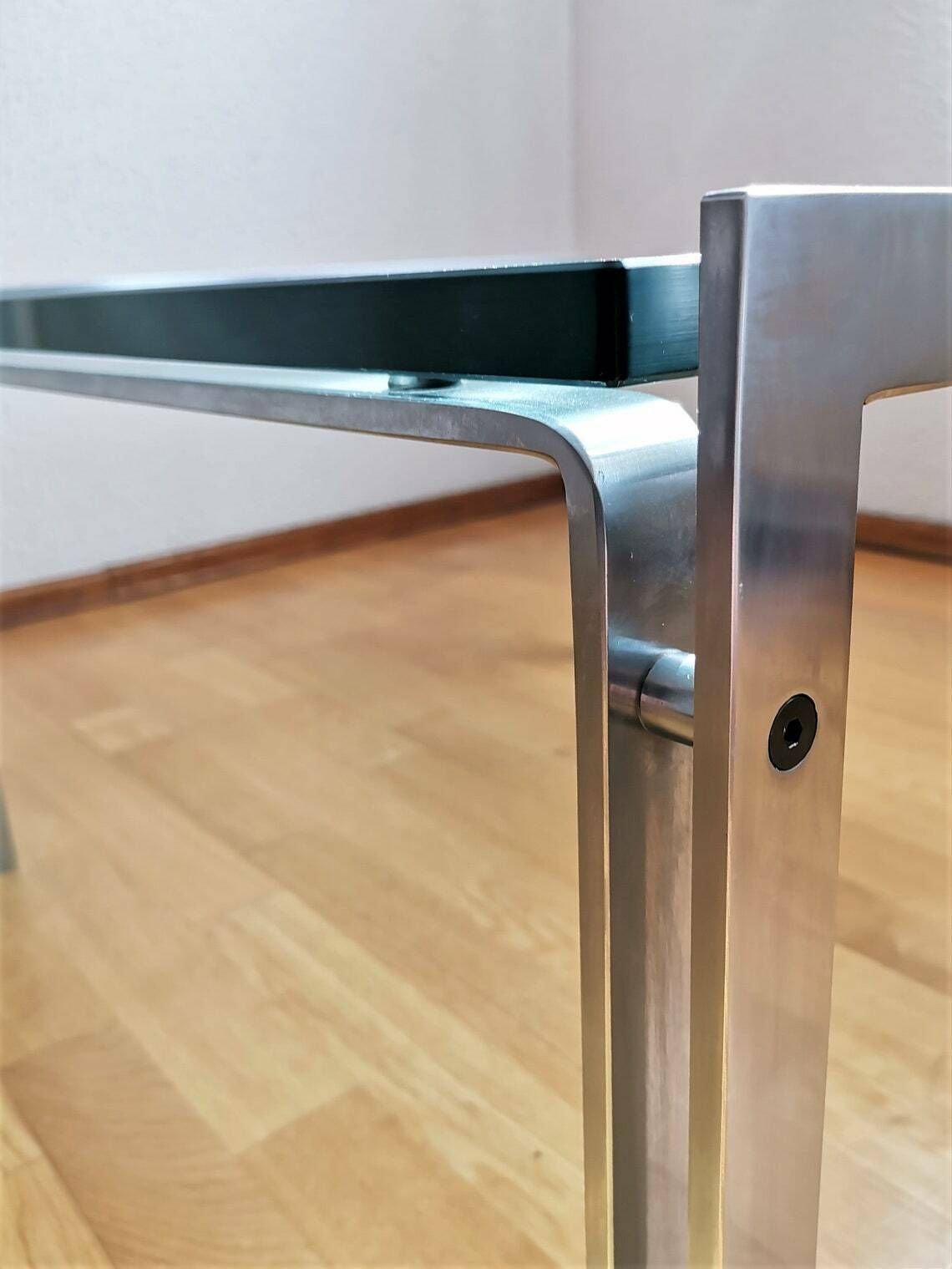 Modern Coffee Table / Hank Kwint Design For Metaform / M1 Model / Vintage Metal And Glass Side Table / Minimalist Style photo 567.0