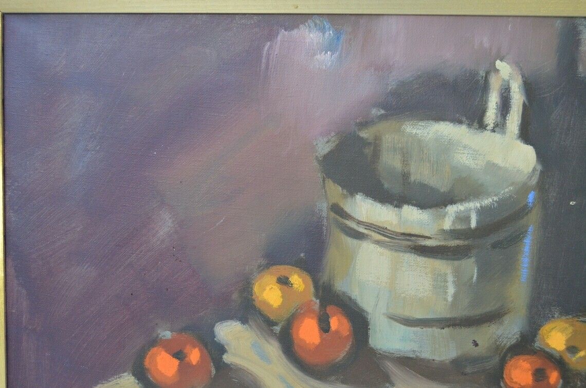 Vintage Swedish Midcentury Modernist Still Life Oil Painting, 1960s photo vinterior