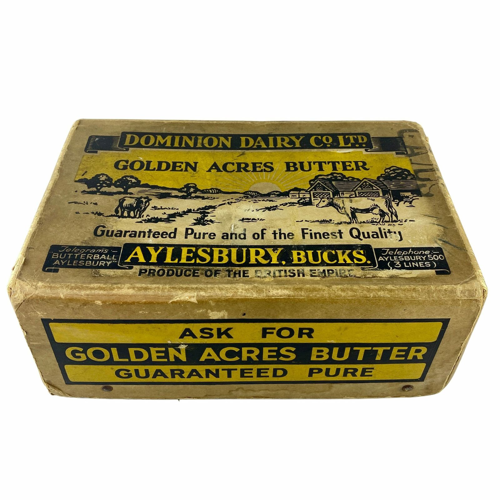 Vintage Golden Acres Butter Box   Dominion Dairy Co Ltd   Kitchenalia   Dairy Advertising