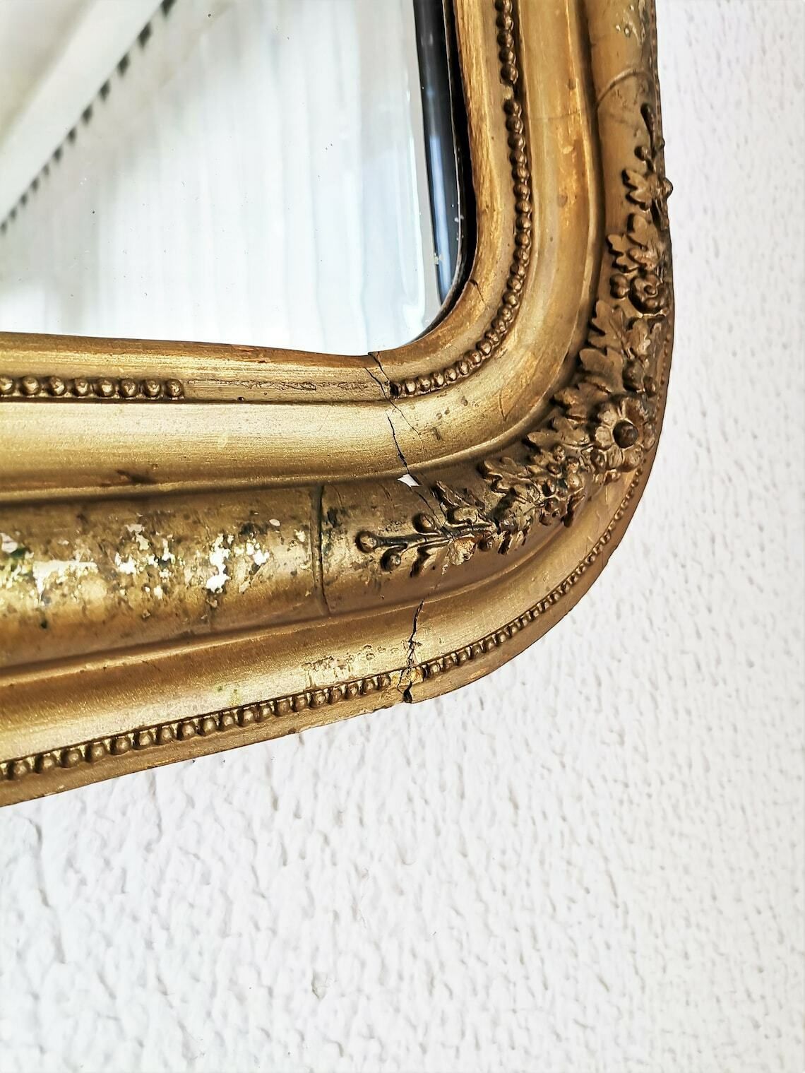 Large Biedermeier Mirror / Framed Gold Mirror / Wood And Gold Paint / 19th Century photo vintage
