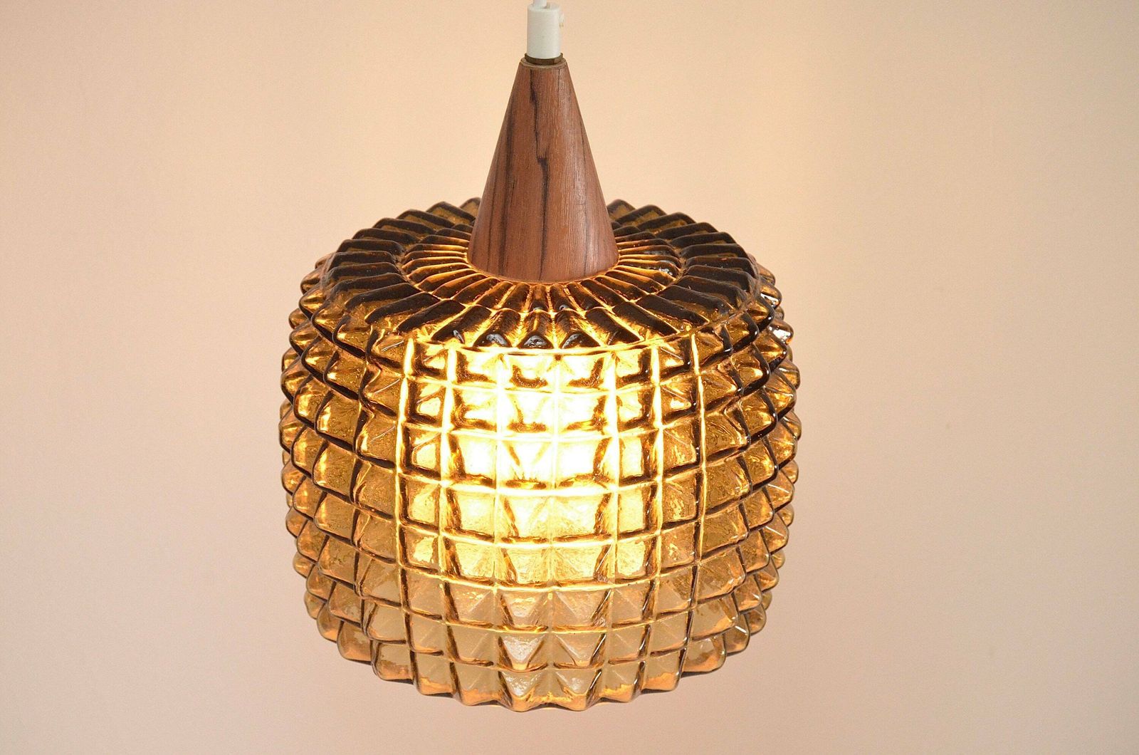 Rare Scandinavian Ceiling Pendant Lamp With Double Shade Glass Attributed To Orrefors, Sweden 1960s photo for sale