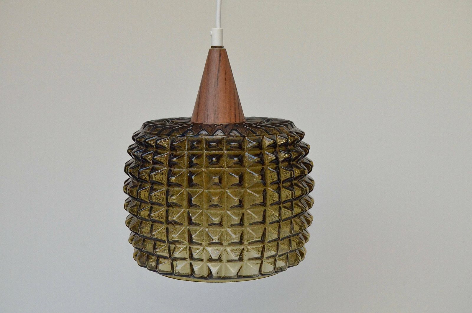 Rare Scandinavian Ceiling Pendant Lamp With Double Shade Glass Attributed To Orrefors, Sweden 1960s photo buy