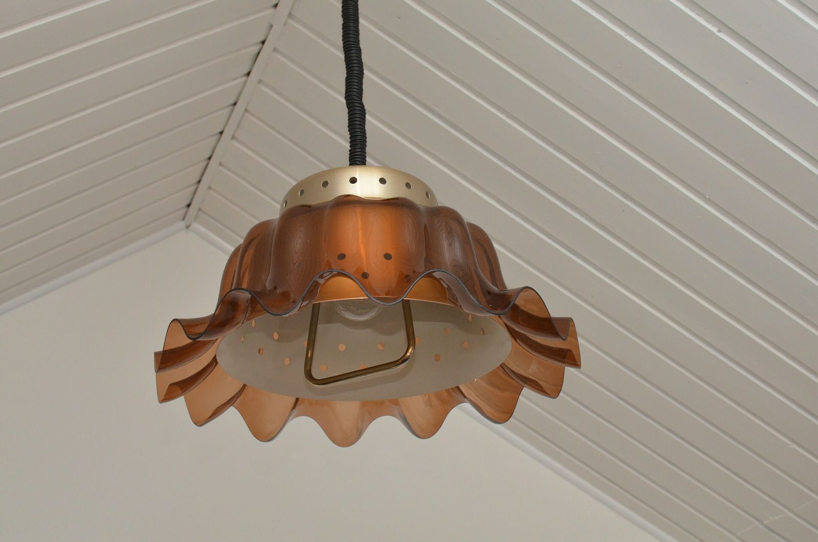 Vintage Space Age Hanging Lamp Attributed To Herda Amsterdam, Midcentury Modern 1970s photo Lighting