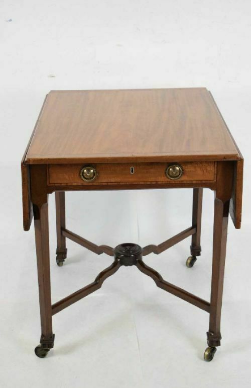 A Georgian Mahogany And Satinwood Pembroke Table With X Framed Stretchers