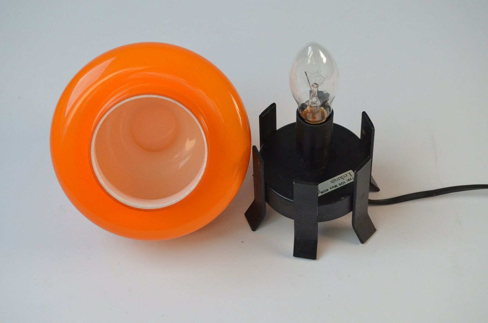Scandinavian Vintage Mushroom Style Glass Table Lamp By Ledungs, Sweden 1970s photo buy