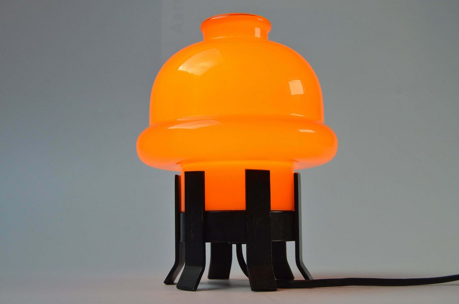 photo for sale Scandinavian Vintage Mushroom Style Glass Table Lamp By Ledungs, Sweden 1970s