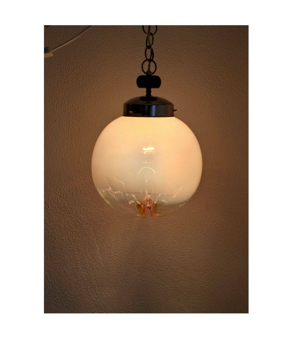 Xl Mazzega Pendant Light / Murano Glass Sphere / 60s Italian Style / Mid Century Modern Home / Vintage