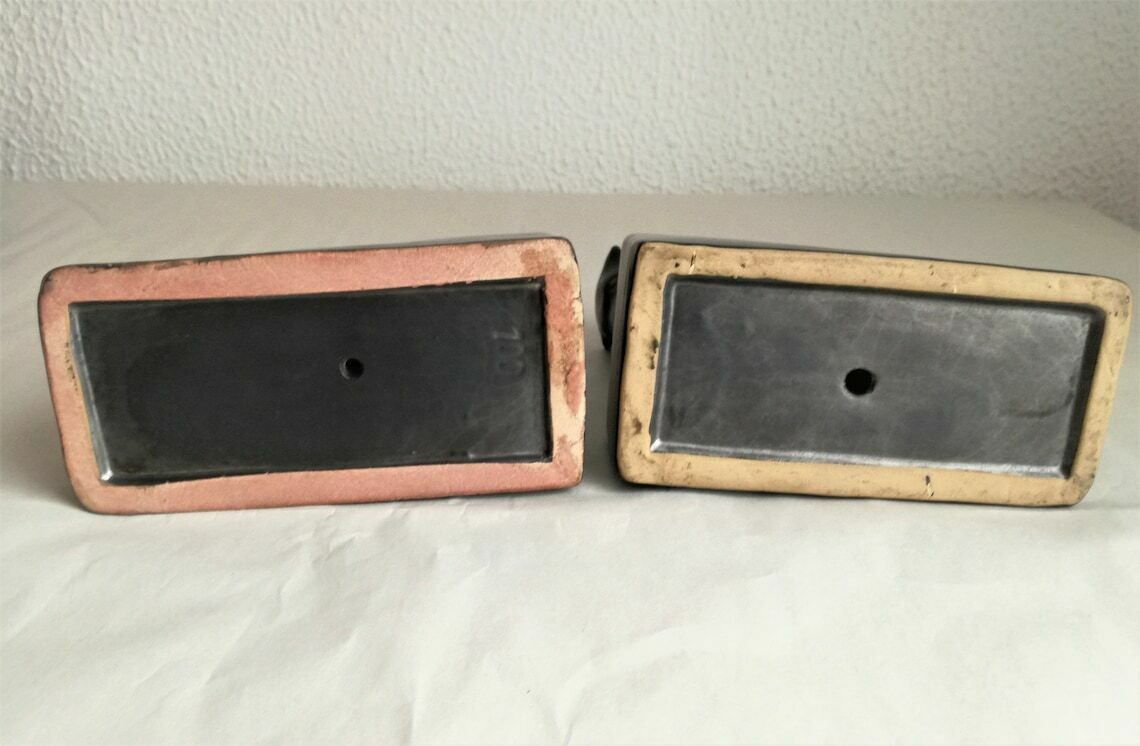 Paar Stieren Boekensteunen / Vintage Geglazuurd Keramisch Dierendecor / Art Deco Stierensculptuur Uit Jaren 1930, Joegoslavië photo vintage