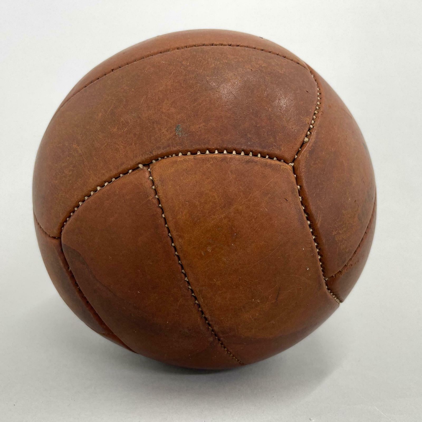 Vintage Brown Leather Medicine Ball By Gala, 1930s photo 343.0