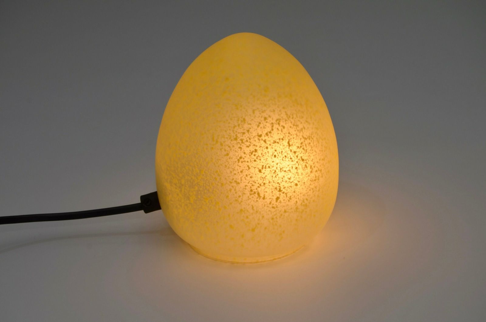 Small Egg Shaped Vintage Glass Table Lamp In Verrerie De Vianne Style, 1980s Italy photo vintage