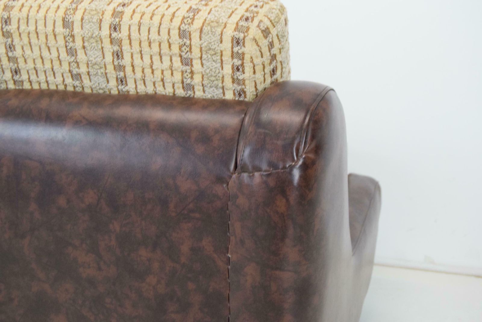 photo buy Mid Century Leatherette Armchair On The Wheels, 1970''S