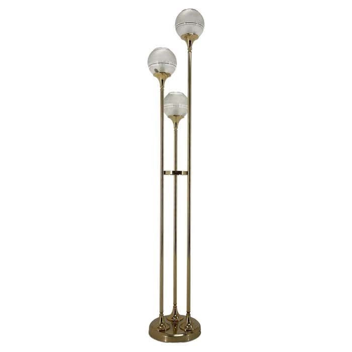 1970's Italian Metal & Glass Floor Lamp