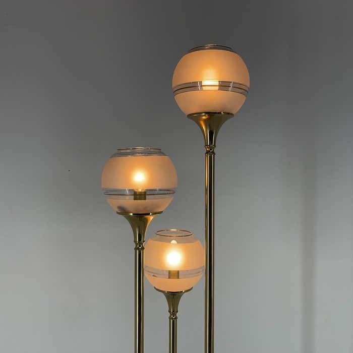 Lighting 1970's Italian Metal & Glass Floor Lamp photo