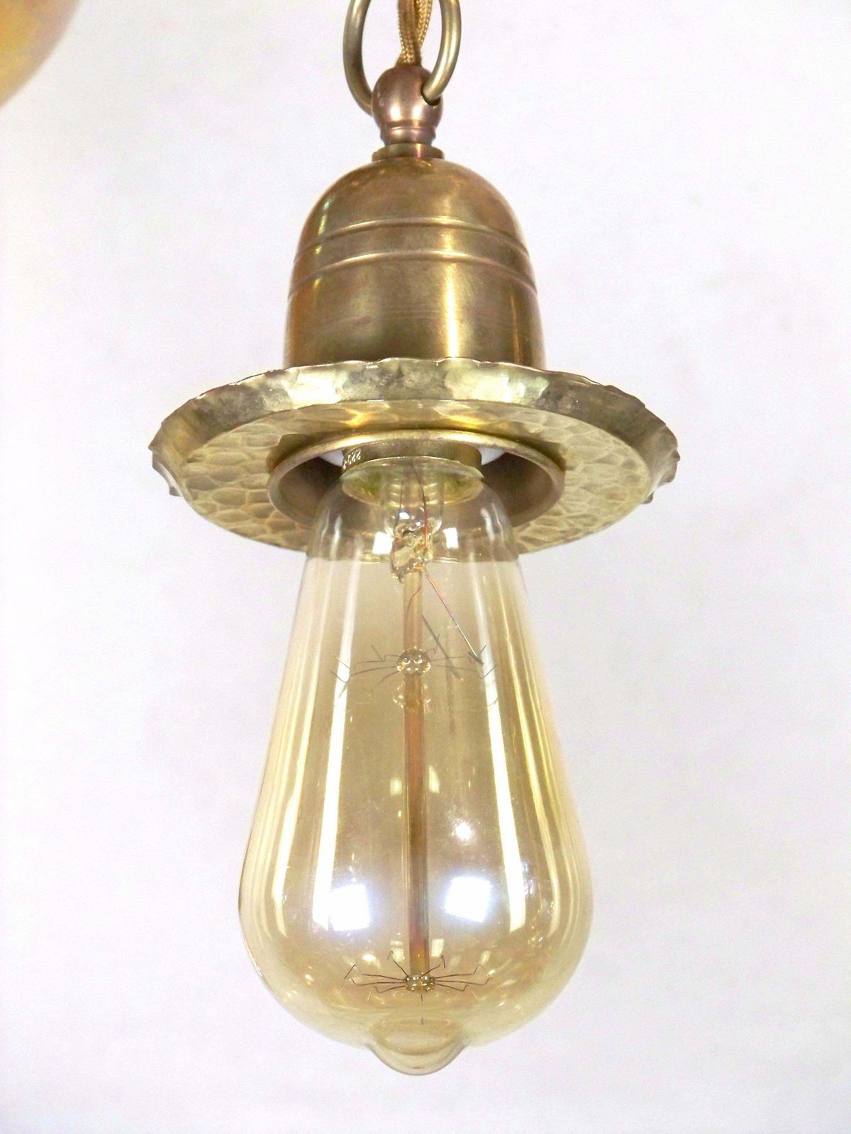 Art Nouveau Chandelier, Ceiling Lamp, With Iridescent Glass, Loetz photo vintage