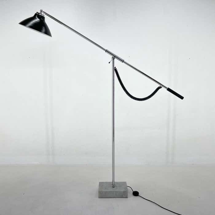 1960's Italian Adjustable Chrome & Marble Floor Lamp In Style Of Arredoluce photo furniture