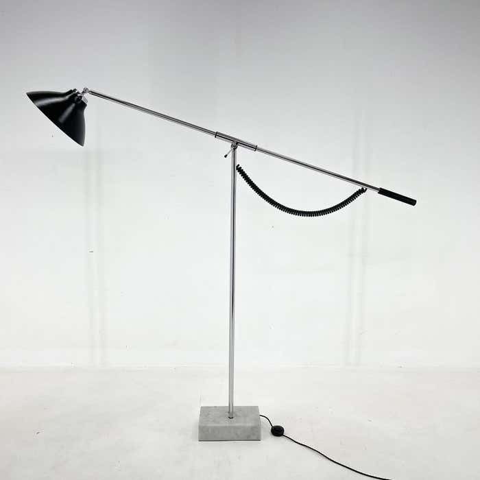 1960's Italian Adjustable Chrome & Marble Floor Lamp In Style Of Arredoluce photo Lighting