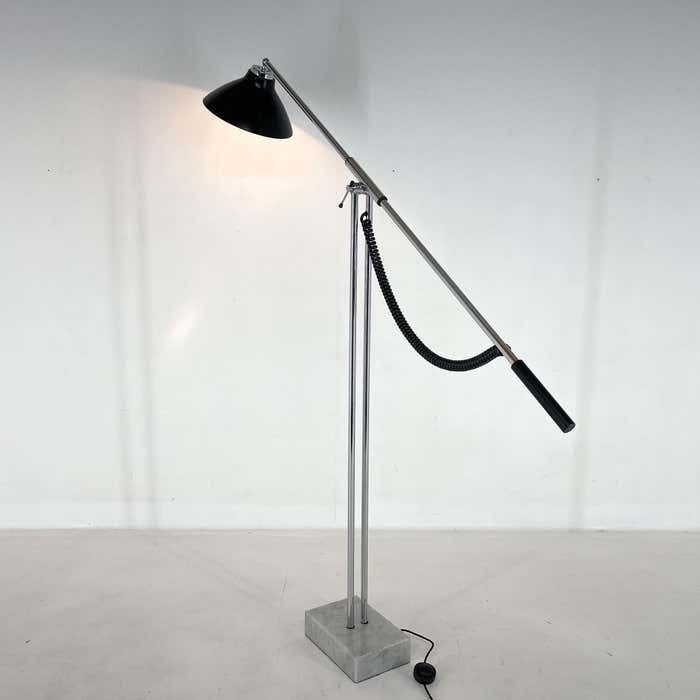 2519.0 1960's Italian Adjustable Chrome & Marble Floor Lamp In Style Of Arredoluce photo