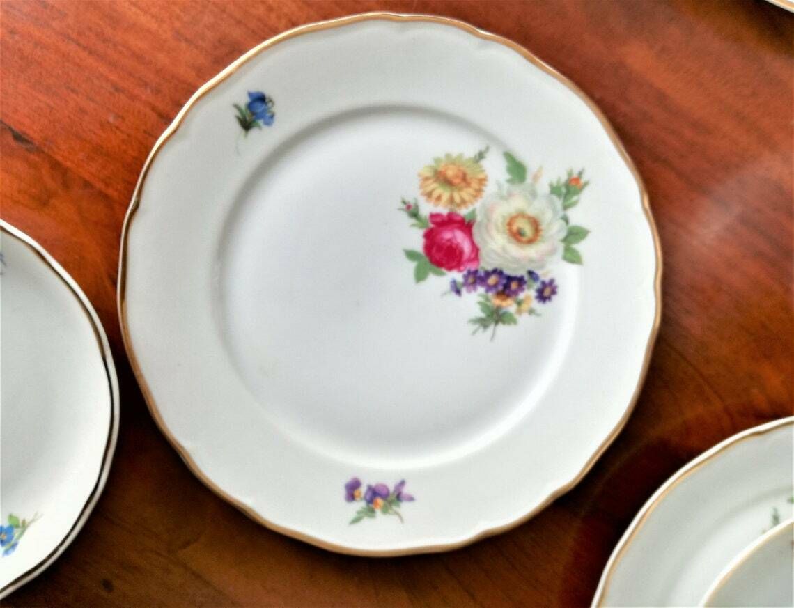 Coffee Or Tea Set  Porcelain With Floral Motif  Tirschenreuth Bavaria  German Porcelain photo vintage