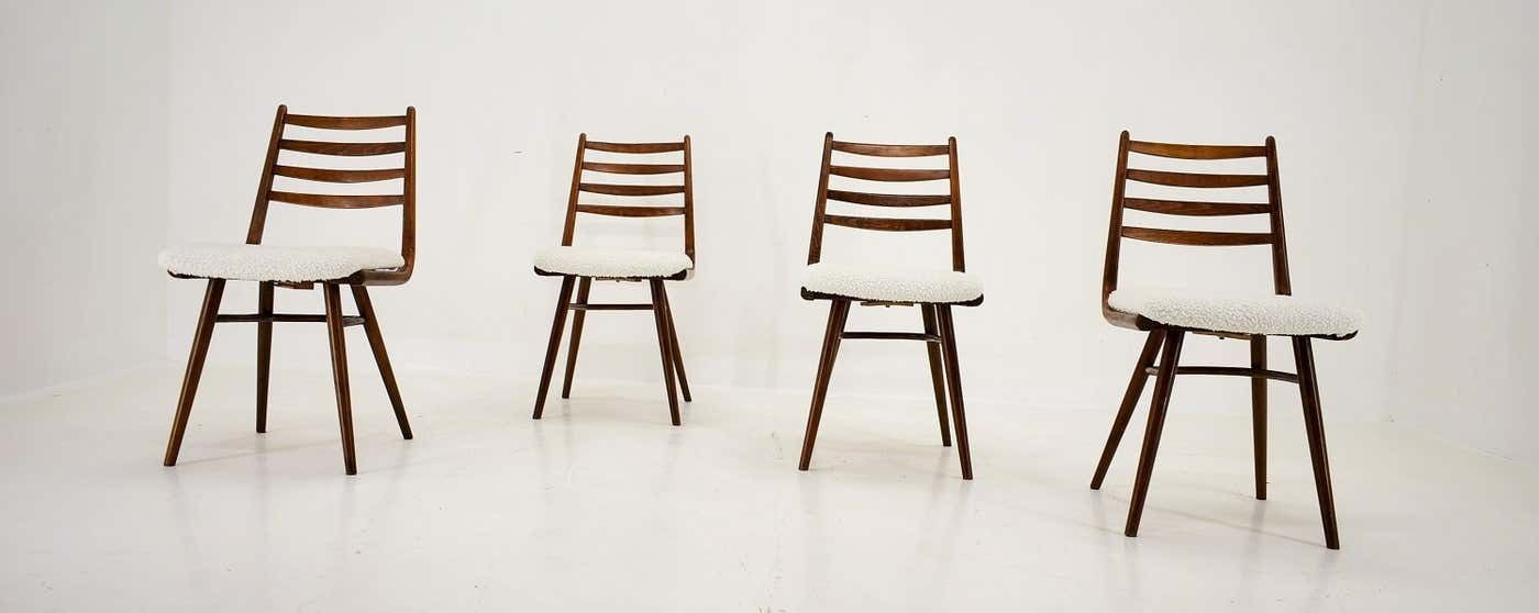 1960s Set Of Four Dining Bentwood Chairs By Ton, Czechoslovakia photo vinterior
